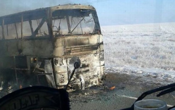 52 قتيل بسبب حريق حافلة في كازخستان
